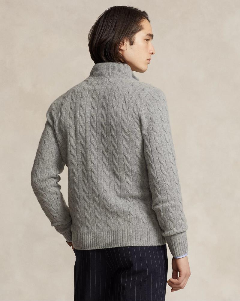 PULL RALPH LAUREN DEMI ZIP Torsadé GRIS