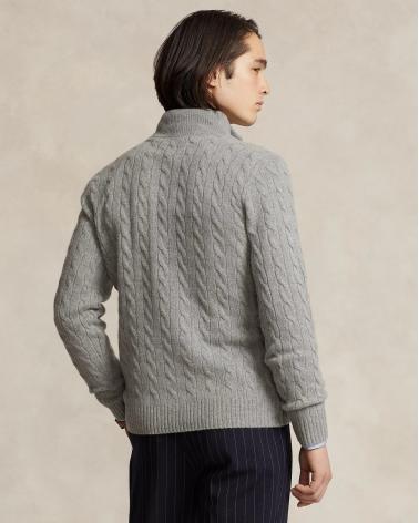 PULL RALPH LAUREN DEMI ZIP Torsadé GRIS